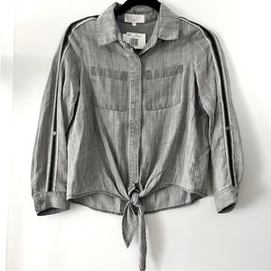 NWT Bella Dahl Girls Cropped Tie Front Button Down - Size 14